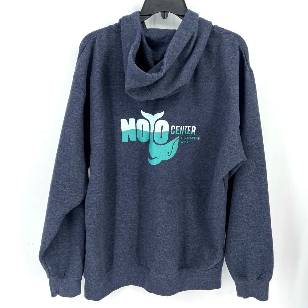 Nojo Center For Marine Science Whale Print Hoodie Jacket Mens Size Large Blue - Picture 1 of 4